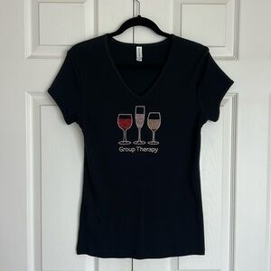 Size large beaded wine glass t shirt